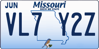 MO license plate VL7Y2Z