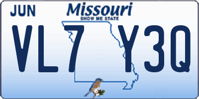 MO license plate VL7Y3Q