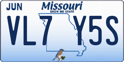 MO license plate VL7Y5S