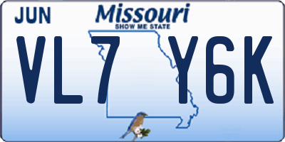 MO license plate VL7Y6K