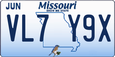 MO license plate VL7Y9X
