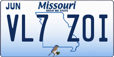 MO license plate VL7Z0I