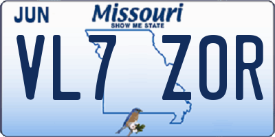 MO license plate VL7Z0R