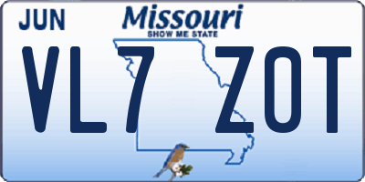 MO license plate VL7Z0T