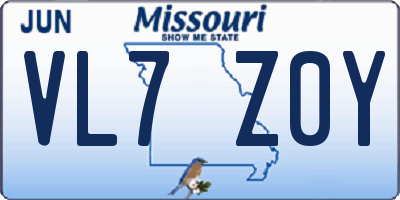 MO license plate VL7Z0Y
