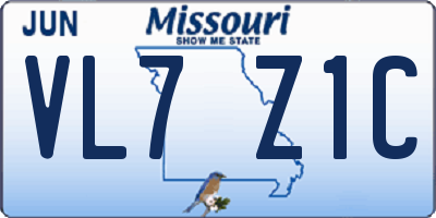 MO license plate VL7Z1C