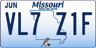 MO license plate VL7Z1F