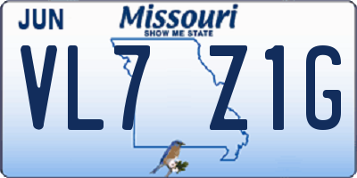 MO license plate VL7Z1G