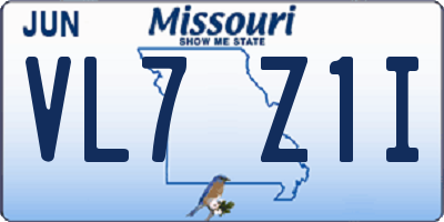 MO license plate VL7Z1I