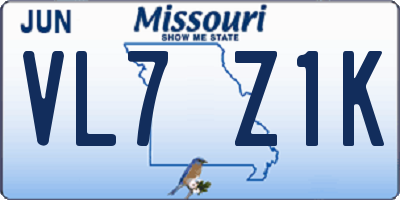 MO license plate VL7Z1K