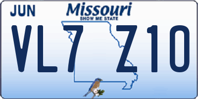 MO license plate VL7Z1O