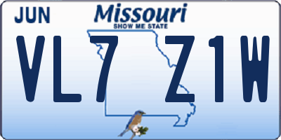 MO license plate VL7Z1W
