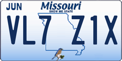 MO license plate VL7Z1X