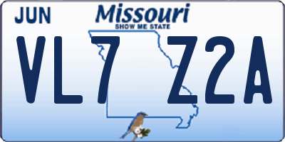 MO license plate VL7Z2A