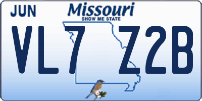 MO license plate VL7Z2B