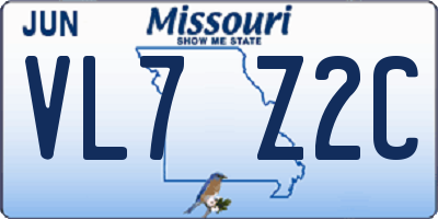 MO license plate VL7Z2C