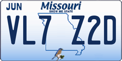 MO license plate VL7Z2D