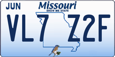 MO license plate VL7Z2F