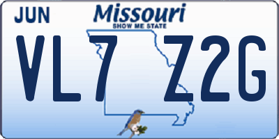 MO license plate VL7Z2G