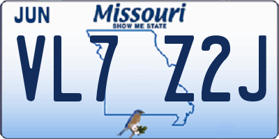 MO license plate VL7Z2J