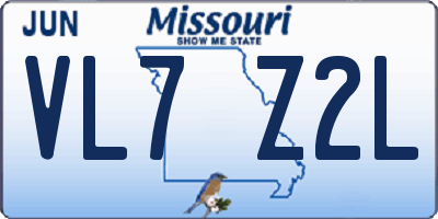 MO license plate VL7Z2L