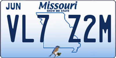 MO license plate VL7Z2M