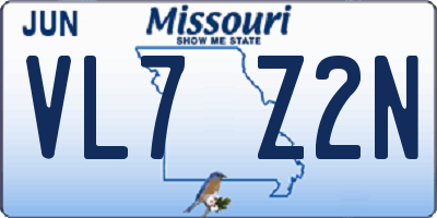 MO license plate VL7Z2N