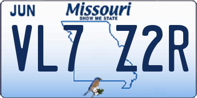 MO license plate VL7Z2R