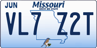 MO license plate VL7Z2T