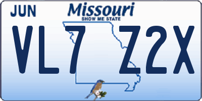 MO license plate VL7Z2X