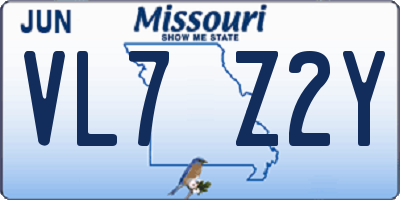 MO license plate VL7Z2Y