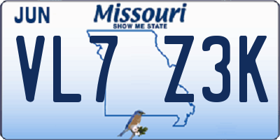 MO license plate VL7Z3K