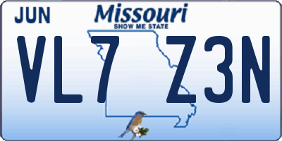 MO license plate VL7Z3N
