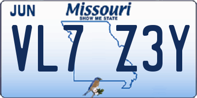 MO license plate VL7Z3Y