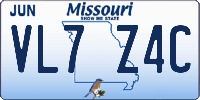 MO license plate VL7Z4C
