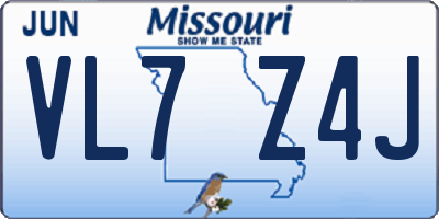 MO license plate VL7Z4J