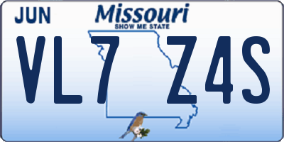 MO license plate VL7Z4S
