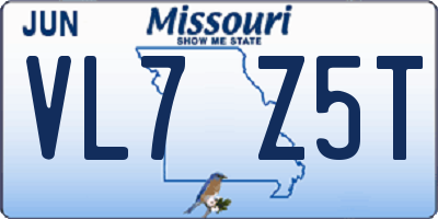 MO license plate VL7Z5T