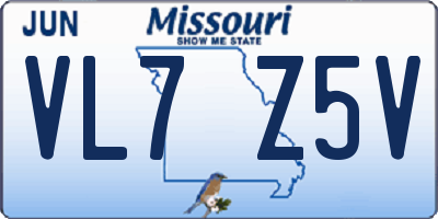 MO license plate VL7Z5V