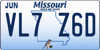 MO license plate VL7Z6D