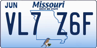 MO license plate VL7Z6F