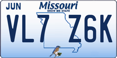 MO license plate VL7Z6K