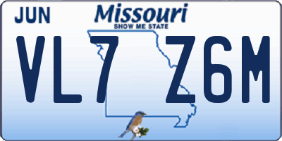 MO license plate VL7Z6M