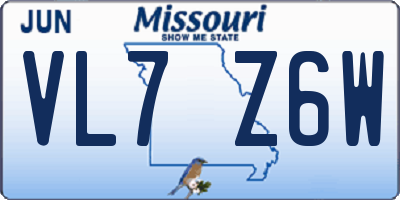 MO license plate VL7Z6W