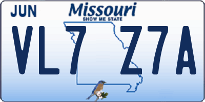 MO license plate VL7Z7A