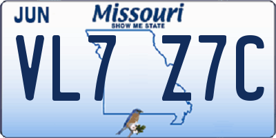 MO license plate VL7Z7C