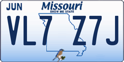 MO license plate VL7Z7J