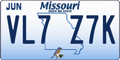 MO license plate VL7Z7K