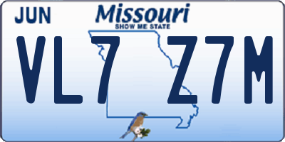 MO license plate VL7Z7M