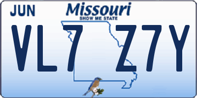 MO license plate VL7Z7Y